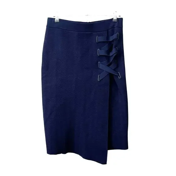 NWT Jonathan Simkhai Straight Laced Skirt Crop Tank Top Outfit Stretch Knit Navy - Picture 7 of 12